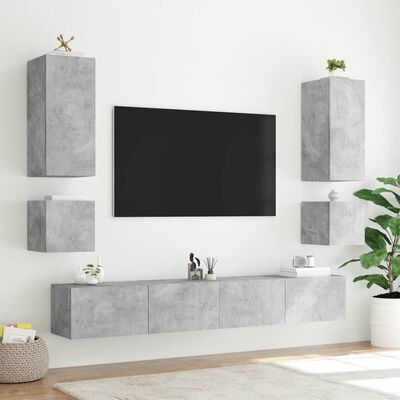 vidaXL Muebles TV de pared luces LED 2 uds gris hormigón 40,5x35x40 cm