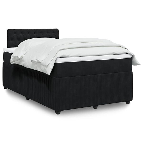 vidaXL Cama box spring con colch&oacute;n terciopelo negro 120x200 cm