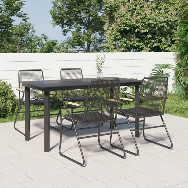vidaXL Juego de comedor de jardín 5 piezas ratán PVC negro