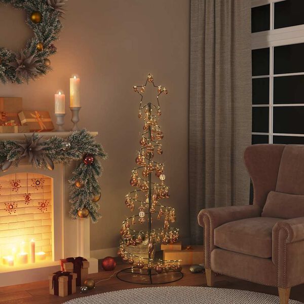 VidaXL LED para &aacute;rbol de Navidad con bolas 100 LED blanco c&aacute;lido 150cm