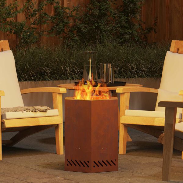 vidaXL Hoguera Sin Humo Marr&oacute;n 38 x 38 x 51 cm Acero autopatinable
