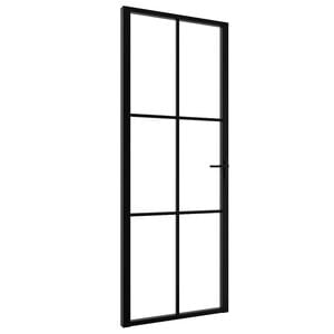 vidaXL Puerta interior vidrio ESG y aluminio negro 76x201,5 cm
