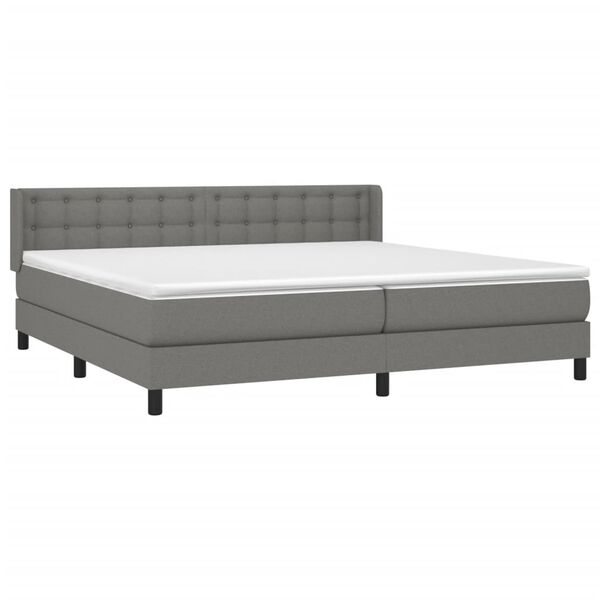 vidaXL Cama box spring con colch&oacute;n tela gris oscuro 200x200 cm