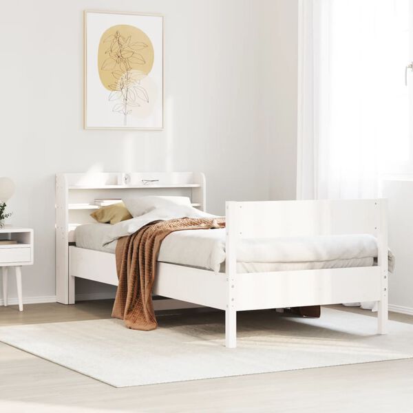 vidaXL Estructura de cama sin colch&oacute;n madera maciza blanca 75x190 cm