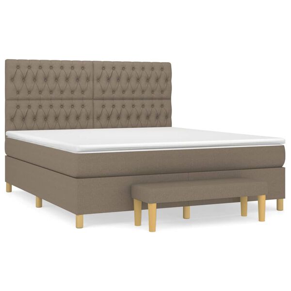 vidaXL Cama box spring con colch&oacute;n tela gris taupe 180x200 cm