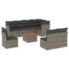 vidaXL Set de muebles de jard&iacute;n 9 pzas y cojines rat&aacute;n sint&eacute;tico gris