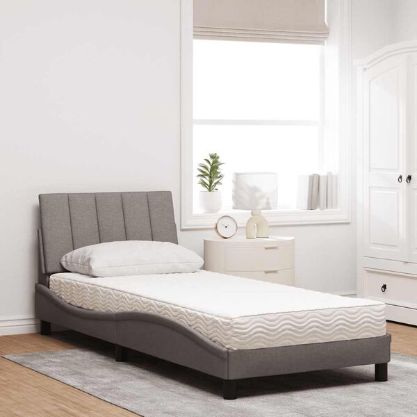 vidaXL Cama con colch&oacute;n Hanko tela gris taupe 90x190 cm
