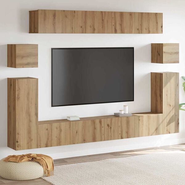 vidaXL Unidades de TV 4 pcs Roble artesanal Madera contrachapada