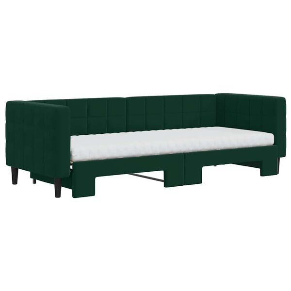 vidaXL Sof&aacute; cama nido con colch&oacute;n terciopelo verde oscuro 80x200 cm