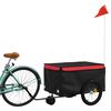 vidaXL Remolque para bicicleta hierro negro y rojo 30 kg
