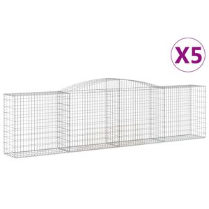 vidaXL Cestas de gaviones 5 uds forma de arco hierro 400x50x100/120 cm