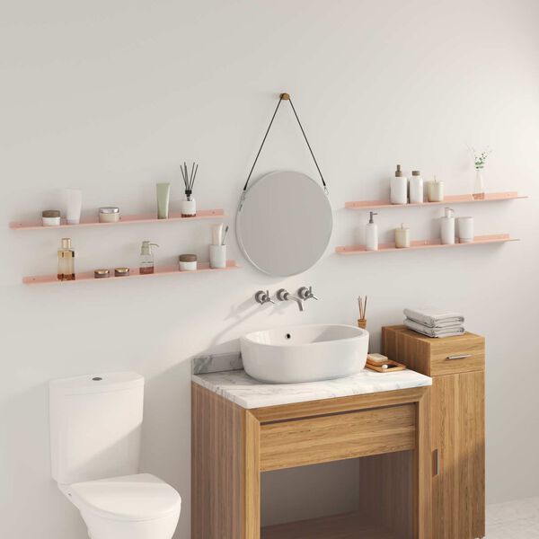 vidaXL Estante flotante 4 pcs Rosa 100 x 9 x 2,5 cm Acero