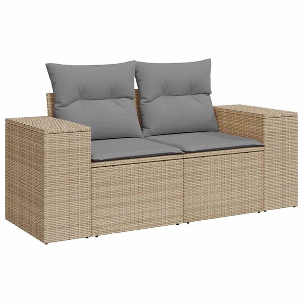 vidaXL Set de sof&aacute;s de jard&iacute;n y cojines 8 piezas rat&aacute;n sint&eacute;tico beige
