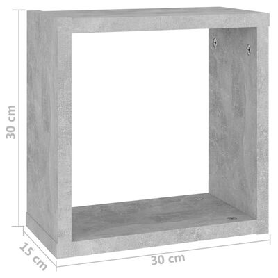 vidaXL Estantes cubo de pared 4 unidades gris hormigón 30x15x30 cm