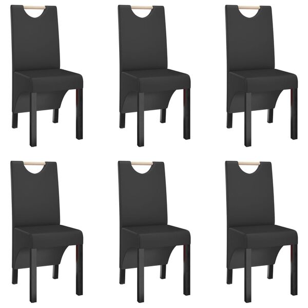 vidaXL Sillas de comedor 6 unidades cuero sint&eacute;tico negro