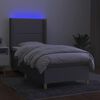 vidaXL Cama box spring colch&oacute;n y luces LED tela gris claro 90x190 cm