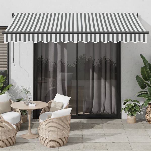 vidaXL Toldo retr&aacute;ctil autom&aacute;tico luz LED antracita blanco 350x250 cm