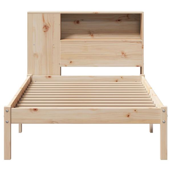 vidaXL Cama con estanter&iacute;a sin colch&oacute;n madera maciza de pino 75x190 cm