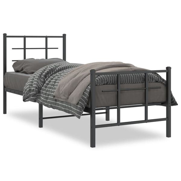 vidaXL Estructura cama sin colch&oacute;n con estribo metal negro 75x190 cm