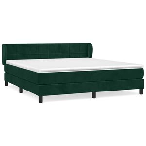 vidaXL Cama box spring con colch&oacute;n terciopelo verde oscuro 160x200 cm