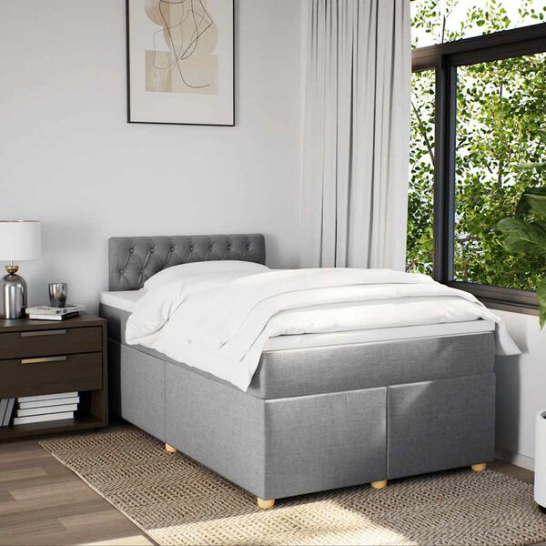 vidaXL Cama box spring con colchón tela gris claro 120x190 cm