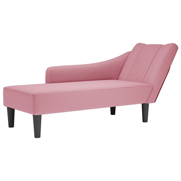 vidaXL Chaise longue con reposabrazos derecho terciopelo rosa