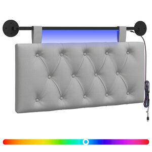 vidaXL Cabecero colgante Con luz LED Gris Nube Tela