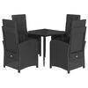 vidaXL Set de muebles jard&iacute;n 5 pzas con cojines rat&aacute;n sint&eacute;tico negro