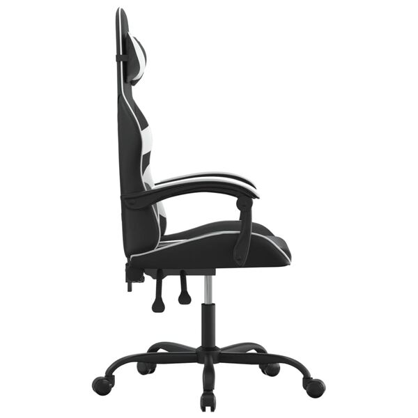 vidaXL Silla gaming cuero sintético negro y blanco