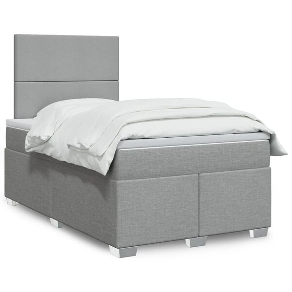 vidaXL Cama box spring con colch&oacute;n tela gris claro 120x190 cm
