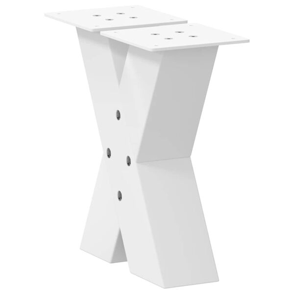 vidaXL Patas para mesa de centro en forma de X (2 unidades), color blanco, 30 x (30-31) cm, acero