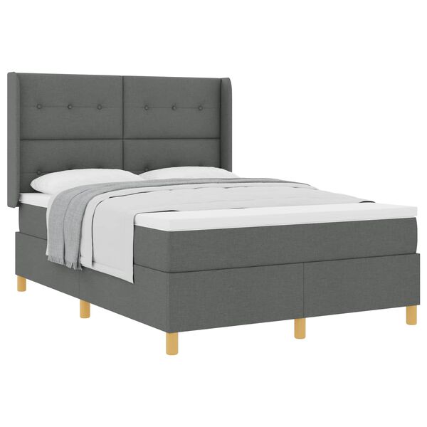 vidaXL Cama tipo Box Spring con colch&oacute;n Gris oscuro 140 x 200 cm tela