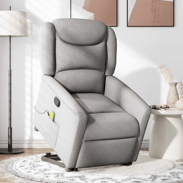 vidaXL Sill&oacute;n de masaje reclinable de pie de tela gris nube