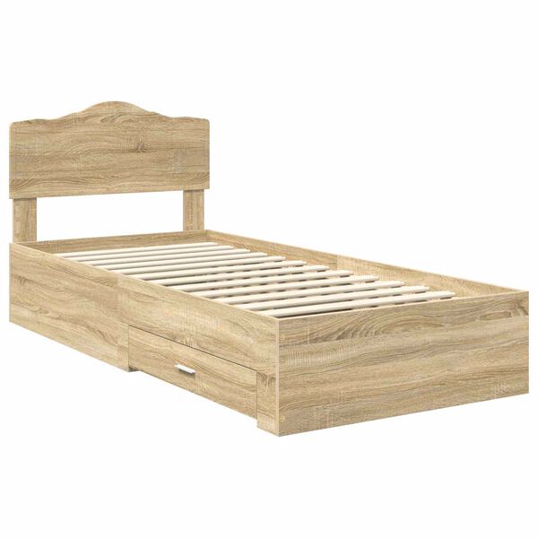 vidaXL Estructura de cama con cabecera Roble Sonoma 90 x 190 cm