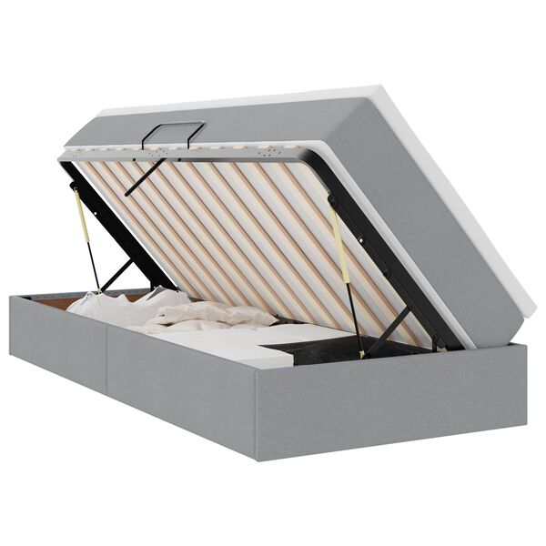 vidaXL Cama con almacenamiento y colch&oacute;n Gris Claro 100 x 200 cm