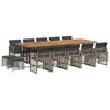 vidaXL Set comedor de jard&iacute;n con cojines 15 pzas rat&aacute;n sint&eacute;tico gris