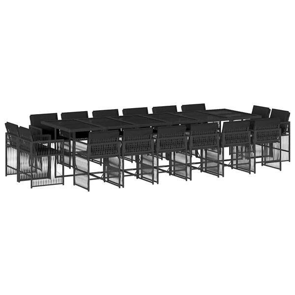 vidaXL Set de muebles jard&iacute;n 17 pzas con cojines rat&aacute;n sint&eacute;tico negro