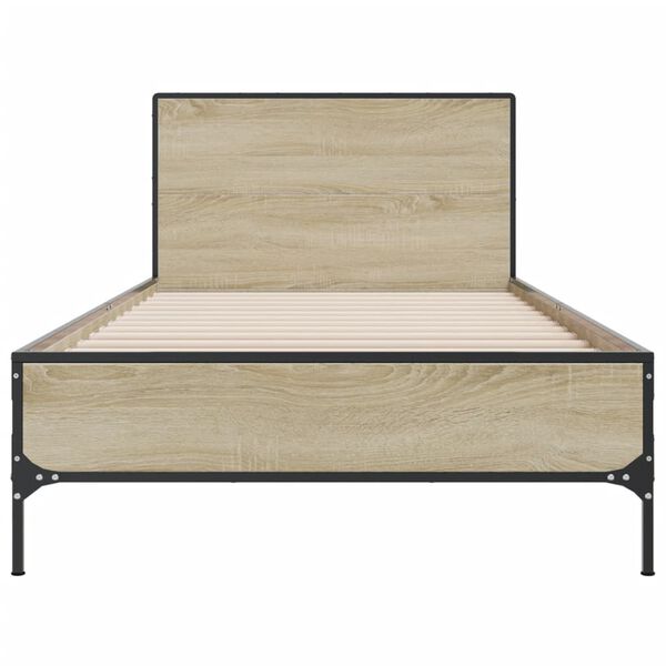 vidaXL Estructura cama madera ingeniería metal roble Sonoma 100x200 cm