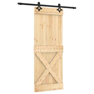 vidaXL Puerta Corredera Natural y negro 80 x 210 cm