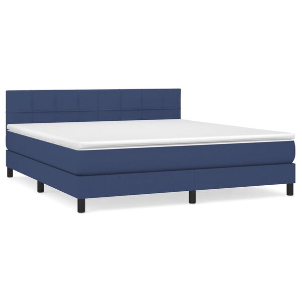 vidaXL Cama box spring con colch&oacute;n tela azul 180x200 cm