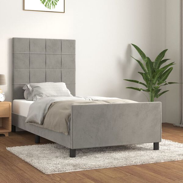 vidaXL Estructura de cama sin colch&oacute;n terciopelo gris claro 100x200 cm