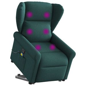 vidaXL Silla de masaje reclinable de pie de tela verde oscura