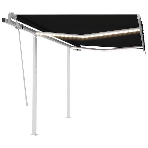 vidaXL Toldo manual retr&aacute;ctil con luz LED gris antracita 3,5x2,5 m