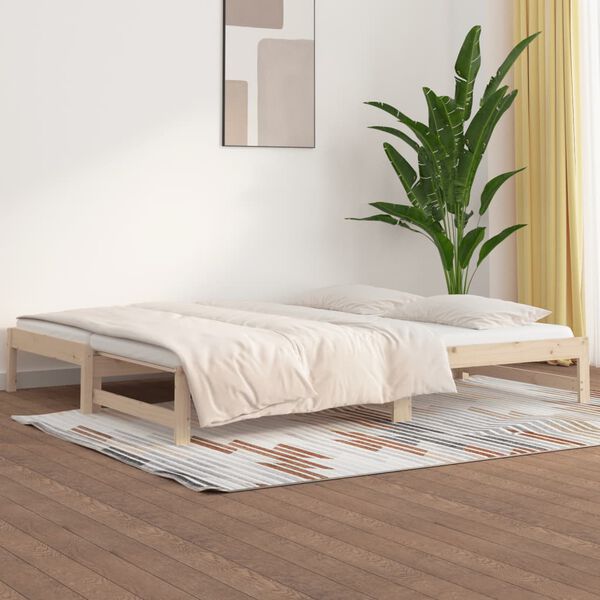 vidaXL Sof&aacute; cama extra&iacute;ble madera maciza de pino 2x(80x200) cm