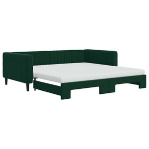 vidaXL Sof&aacute; cama nido con colch&oacute;n terciopelo verde oscuro 100x200 cm