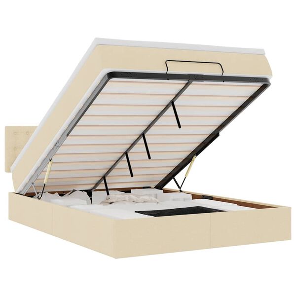 vidaXL Cama otomana con colch&oacute;n de tela color crema 140x190 cm