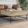 vidaXL Mesa de centro madera ingeniería metal roble Sonoma 95x95x45 cm
