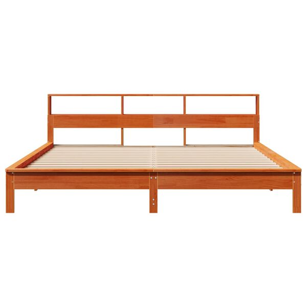 vidaXL Cama sin colch&oacute;n madera maciza de pino marr&oacute;n cera 180x200 cm