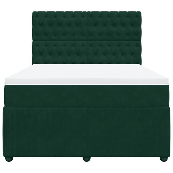 vidaXL Cama box spring con colch&oacute;n terciopelo verde oscuro 140x200 cm