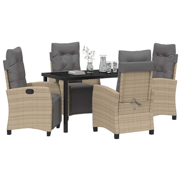 vidaXL Conjunto de Comedor de Jard&iacute;n 5 pcs Beige rat&aacute;n sint&eacute;tico
